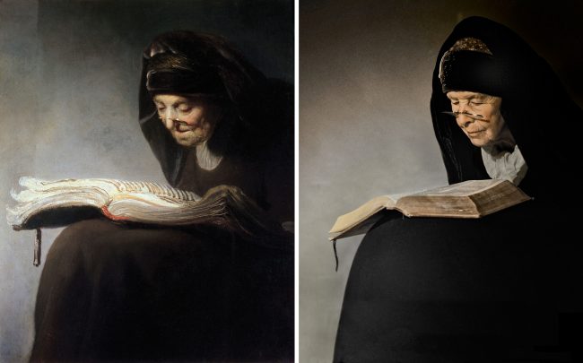 Rembrandt van Rijn. Old woman reading (1629)